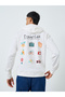 Men White Travel Graphic Relaxed Fit Hoodie