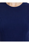 Women Navy Blue Sleeveless Knit Peplum Top - 3