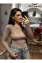 Beige Boat Neck Cashmere Textured Bodysuit - 5