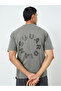 Men Grey Oversized Slogan Print T-Shirt
