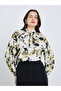 Women Floral Print Tie-Neck Blouse