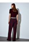 72240 Double-Waisted Wide Leg Pants-Burgundy - 3