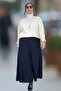 Elastic Waist Pleated Cable Knitted Large Size Tricot Skirt