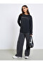 Women Black Long Sleeve Slogan Oversize T-shirt - 2