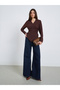 Women Burgundy Wrap Top with Long Sleeves - 2