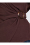 Women Burgundy Wrap Top with Long Sleeves - 4