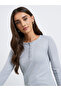 Women Plain Henley Neck Ribbed T-Shirt