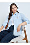 Light Blue Embroidered Long Sleeve Oversized Shirt