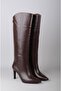 Seç 5550 Genuine Leather Heel-Style Women's Boots (Heel Height: 9 cm) Brown - 2
