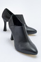 Lando Genuine Leather Black Skin Thin Heeled Bootie