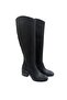 Black Women's Casual Boots with Fleece Lining, Zipper, and Thick Heels - 5