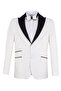 Premium Jacquard White Tuxedo Jacket - Black Satin Detail & Bow Tie Set - 2