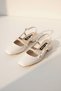 Dudyo White Patent Leather Bowknot Pearl Detail (4 cm Heels) Round Toe Daily Use Shoes - 4