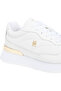 Women's Lace-Up Gold Detailed Thick Sole Sneaker - White/Ecru - 5