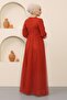 Button Detailed Tulle Evening Dress Tile 12237 - 5