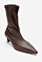 Alora Brown Stretch Women's Short Heeled Boots - 3