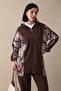 Paneled Shawl Pattern Brown Double Modal Set - 3