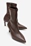 Rossano Brown Stretch Women's Thin Heeled Boots