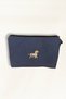 Linen Fabric Embroidery Detailed Small Hand & Makeup Bag – Zippered Bag with Dog Figure 20X30 cm
