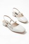 Dudyo White Patent Leather Bowknot Pearl Detail (4 cm Heels) Round Toe Daily Use Shoes - 2