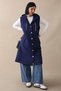 Hooded Gold Chain Navy Blue Quilted Vest - 5