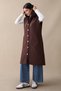 Hooded Gold Chain Brown Quilted Vest - 4
