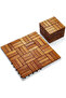 OneDcor Acacia Wood Deck Tiles 10 Pack - Snap Lock Interlocking Flooring for Patio, Balcony & Garden