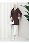 Leopard Printed Li Bondit Fabric Elastic Waist Hooded Hijab Trench Coat Rc905010 - 5