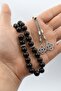 Natural Garnet Stone 33-Bead Rosary with Metal Tassel 10mm Sphere Cut 902511 - 3