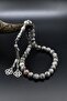 Natural Larvikite (Larvakite) Stone 33 Beads Prayer Beads with Metal Tassel 10mm Sphere Cut 902514 - 2