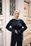 Lace Belt Detailed Stoned Double Hijab Tracksuit Set - (38-46) - 71366 - Navy Blue - 2