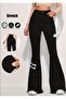 Women's High-Waisted Pure Black Elegant Flared Jeans Denim Trousers