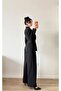 Women's Black Suit-Looking Maxi Jacket Jumpsuit - 3