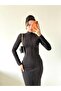 Women's Black Long Sleeve Maxi Dress
