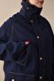 Paneled Dark Blue Denim Jacket with Plaid Detail - 7
