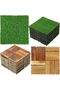 OneDcor Grass & Wood Interlocking Floor Tiles – Outdoor/Indoor Flooring Tiles for Balcony, Garden