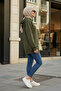 Khaki Cotton Hooded 3 Thread Ş Fleece-Lined Thick Sweatshirt - 5