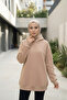Beige Cotton Hooded 3 Thread Ş Fleece-Lined Thick Sweatshirt