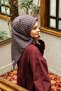 Ecozen Scarf Tn2108 Geometric Pattern 10-Burgundy-Black-Gray - 4