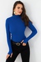 Women's Cobalt Turtleneck Knitwear Blouse Be270 - 2