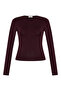 Crew Neck Burgundy Blouse