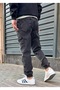 Men's Smoked Anthracite Jogger Cargo Pocket Pack Jeans - Elastic Waist and Legs, Stretchy Fabric - 4