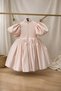 Girl's Powder Evening Dress – Balloon Sleeves, Stone Buckle Belt Detail Special Occasion Dress - 4