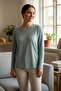 Women's Knitted Long Sleeve Round Neck T-Shirt