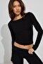 Black Boat Neck Modal Cashmere Ultra Light Bodysuit Mg2627