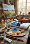 Plastic Handle Oil Paint Acrylic Brush No:4 Art Painter Brush Hobby Wall Metal Wood Painting