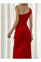 One Shoulder Ruffle Detail Slit Evening Dress - 3