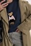 Women's Oversize Sweatshirt Ballerina Bear Printed Navy Blue – Crew Neck, 3 Thread Ribbed - 4