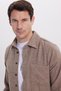 Men's Slim Fit slim fit twill lumberjack pocket sport collar brown shirt - 2
