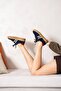 Zaina Women's Lace-Up Genuine Leather Sneaker Navy Blue Suede - 2